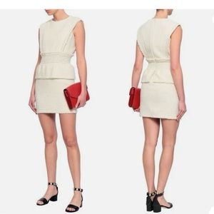 Maje Rosay Cotton Bouclé-Tweed
Peplum Mini Dress Size 1/S Sleeveless
Cream White